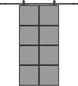 vidaXL fekete edzett üveg tolóajtó fémszerelék szettel 102,5x205 cm