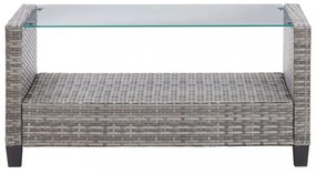 6 részes sötétszürke polyrattan kerti kanapészett párnákkal