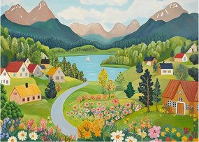 Kép - Falu a hegyekben (70x50 cm)