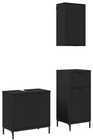 Fürdőszoba bútor szett 3 pcs Fekete 39.5 x 36 x 88 cm Faanyag