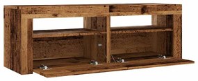 antik fa színű szerelt fa TV-szekrény LED-ekkel 120x35x40 cm