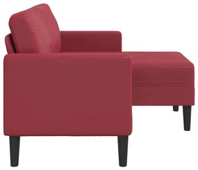 borvörös műbőr 2 üléses kanapé L-alakú kanapéval 125 cm
