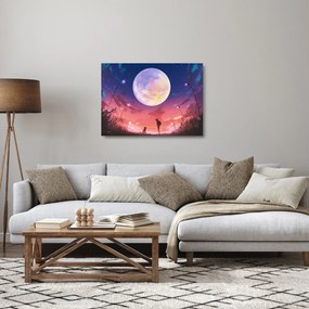 Kép - Nő és kutya teliholdkor (üvegen) (70x50 cm)