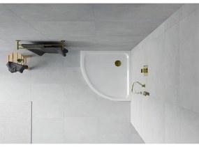 Mexen SLIM - negyed kerek zuhanytálca 70x70x5cm + arany szifon, fehér, 41107070G