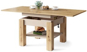 Mazzoni CLEO Artisan Tölgy/Bézs (Pezsgő) - NYITHATÓ/MAGASÍTHATÓ DOHÁNYZÓASZTAL ÉTKEZŐASZTAL ÉS DOHÁNYZÓASZTAL EGYBEN