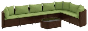 8 részes barna polyrattan kerti ülőgarnitúra párnákkal