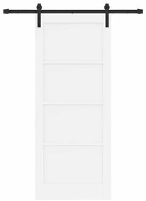 Csúszóajtó Fehér és fekete 83 x 202 cm Tömör fenyő és acél