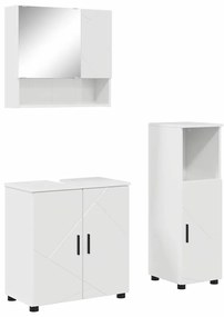 Fürdőszoba bútor szett 3 pcs Magasfényű fehér 61 x 35 x 64 cm