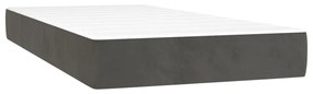 sötétszürke bársony rugós és LED-es ágy matraccal 90x190 cm