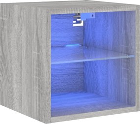 vidaXL szürke sonoma színű fali TV-szekrény LED-ekkel 30x28,5x30 cm