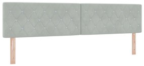 Boxspring Ágy Matrac és LED Fénnyel Világosszürke 200x200 cm Bársonyos