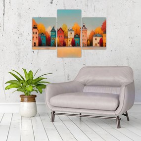 Kép - Őszi falu (90x60 cm)