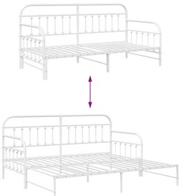 Nappaliágy Fém Trundle ágyneműtartóval Fehér 90x200 cm