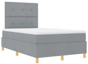 Box Spring Ágy Matrac &amp; LED Világosszürke 120x190 cm Szövet