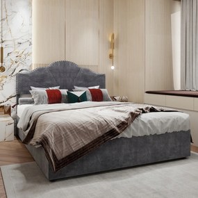 Kárpitozott ágy Franciaágy 160*200 cm Hidraulikus tároló szürke