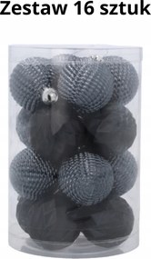 16 Darabos Antracit SzĂnƱ KarĂĄcsonyfa DĂsz Szett 4 CM KarĂĄcsonyi DekorĂĄciĂł AjĂĄndĂ©k