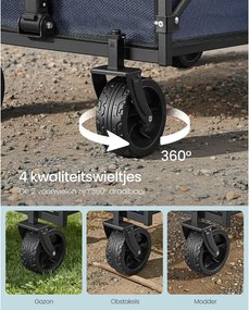 SONGMICS Összecsukható Szállítókocsi Kertbe és Kerti Partira, 120 kg, 150 L, Éjkék