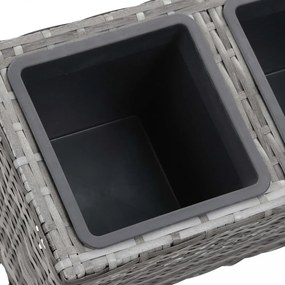 Szürke polyrattan kerti virágtartó 5 kaspóval 118 x 25 x 50 cm