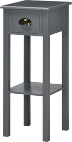 HOMCOM Modern Stílusú Oldalsó Asztal Fiókkal és Tárolós Polccal - Éjjeliszekrény a Nappaliba és Hálószobába 30x30x75 cm Szürke | Aosom