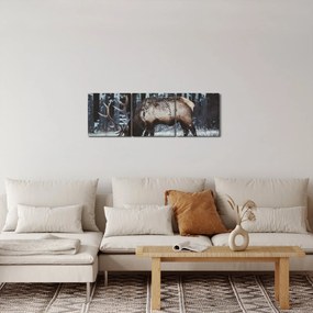 Kép - szarvas télen (órával) (90x30 cm)