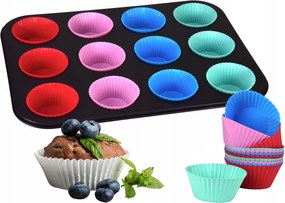 Tepsi Muffin Sütőforma 12 Db-os Szilikon Muffin Sütőforma