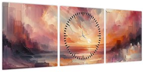 Kép - Festett alkonyat (órával) (90x30 cm)