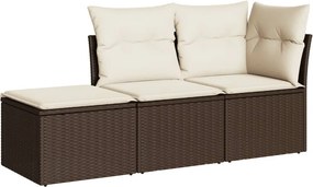 vidaXL 3 részes barna polyrattan kerti ülőgarnitúra párnával