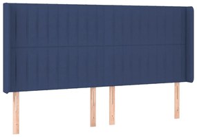 kék szövet LED-es fejtámla 203x16x118/128 cm