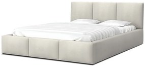 GM IZABELLA kárpitozott franciaágy ágyneműtartóval - krémszín Méret: 180x200