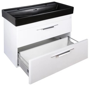 TMP LUX 100D fali fürdőszobabútor - CeraStyle SHARP FEKETE DUPLA csaplyukas mosdóval - 100 x 48 cm