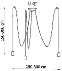 Sollux SL.0370 - Csillár zsinóron EDISON 3 3xE27/60W/230V pók fekete