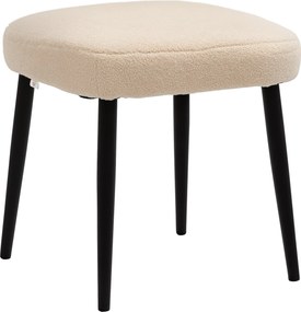 HOMCOM Puff, Négyzetes Díszpárna Puff, Lábpihenő, Kasmírszerű Anyag, Acél Lábbal, Nappaliba és Hálószobába, Bézs, 42 x 42 x 43 cm | Aosom