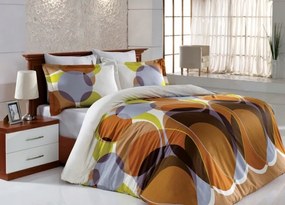 Szatén ágyneműhuzat 160x200 geometrikus kerekek vörös