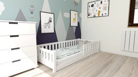 Gyermek Montessori ágy PINELO 90 x 200 cm, fehér Matrac: Deluxe 10 cm matraccal, Ágyrács: Ágyrács nélkül