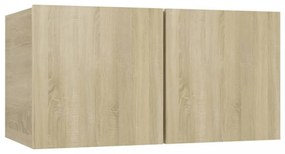 4 db sonoma tölgy színű szerelt fa TV-szekrény 60 x 30 x 30 cm
