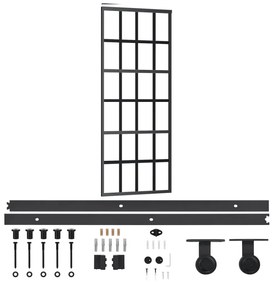ESG üveg és alumínium tolóajtó fémszerelvény-szettel 76x205 cm