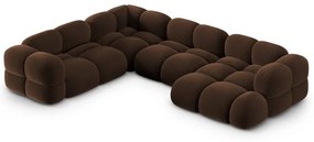 Sötétbarna bársony sarokkanapé (bal oldali-U alakú) Loretto – Cosmopolitan Design