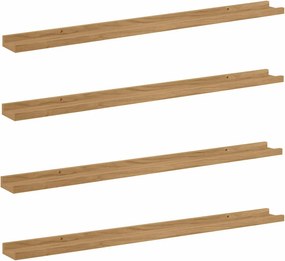 vidaXL Falpolc polcokkal tárolóval 4 pcs Barna 100 x 9 x 3 cm Faanyag