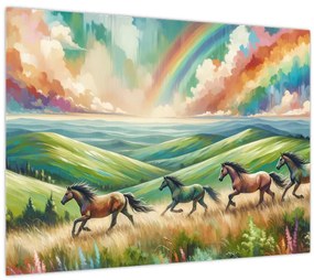 Kép – Vágtázó lovak a tájban (70x50 cm)