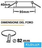 UNIVERSO Süllyesztett spot lámpatest 1xPAR16 foglalat nélkül IP20 Fekete D90x40mm kivágás:D82mm