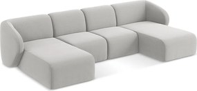 Világosszürke bársony (U alakú) sarokkanapé Lani – Makamii