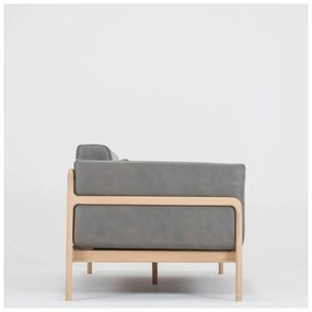 Fawn szürke kanapé bivalybőrből, tömör tölgyfa szerkezettel, 180 cm - Gazzda