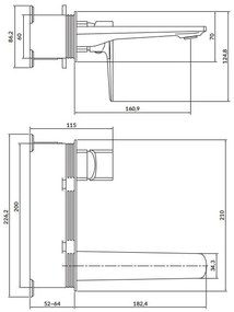 Cersanit S951-385 - Mosdócsap rejtett beépítéshez LARGA fekete