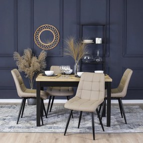 Bővíthető Étkezőasztal Riviera Tölgy/Fekete Színben. SKUBI 120-160 cm