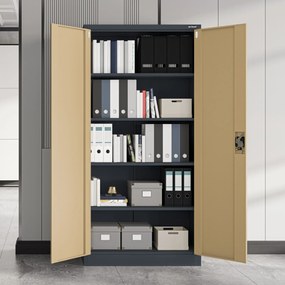 Fém iratszekrény JAN, 900 x 1850 x 400 mm, Eco Design: antracit/ dió