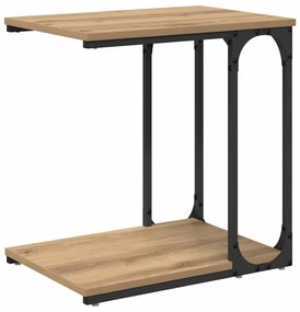 Oldal asztal polcokkal kézműves tölgy 50 x 35 x 52 cm Faanyag