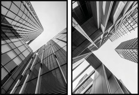 Város felhőkarcolók fekete-fehér plakátok építészet épületek diptikus 2db 60x90