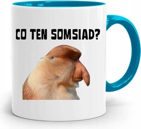 Kék Hordozós Bögre Janusz MI Ez A Somsiad? fényképes nyomattal