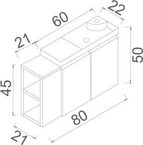 Ferla mosdószekrény, 80 cm – TR785PNC1383
