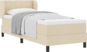 vidaXL Boxrugós ágy matracmal fejtámlával Krém 80 x 200 cm szövet